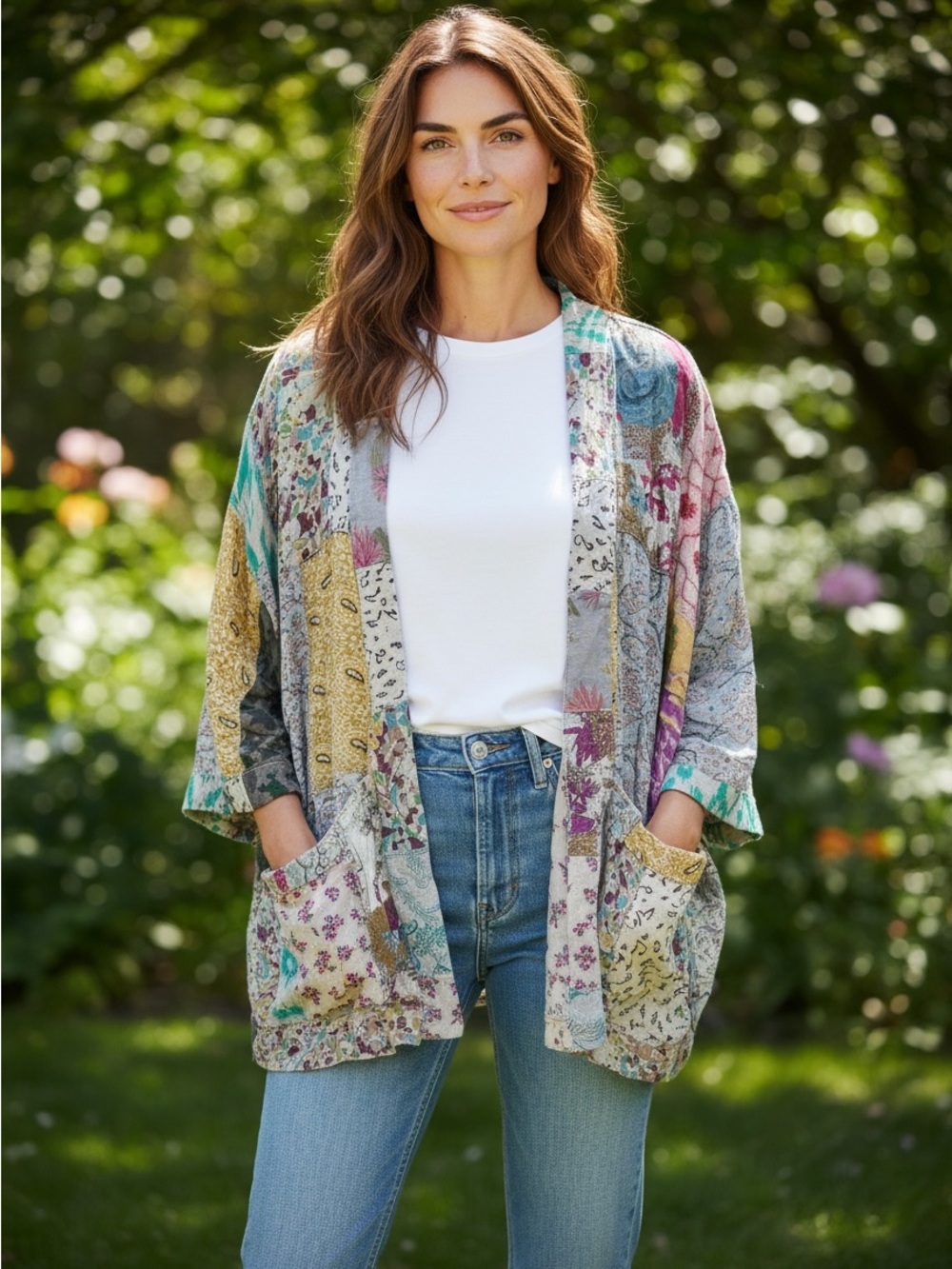 Young Threads Mix Print Kimono Music Notes